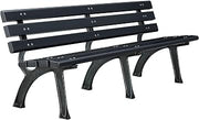 Global Industrial 6'L Outdoor Park Bench with Backrest, Black, Plastic