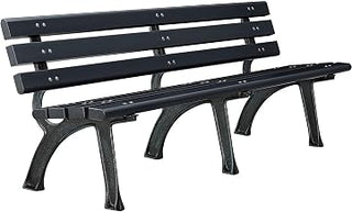 Global Industrial 6'L Outdoor Park Bench with Backrest, Black, Plastic