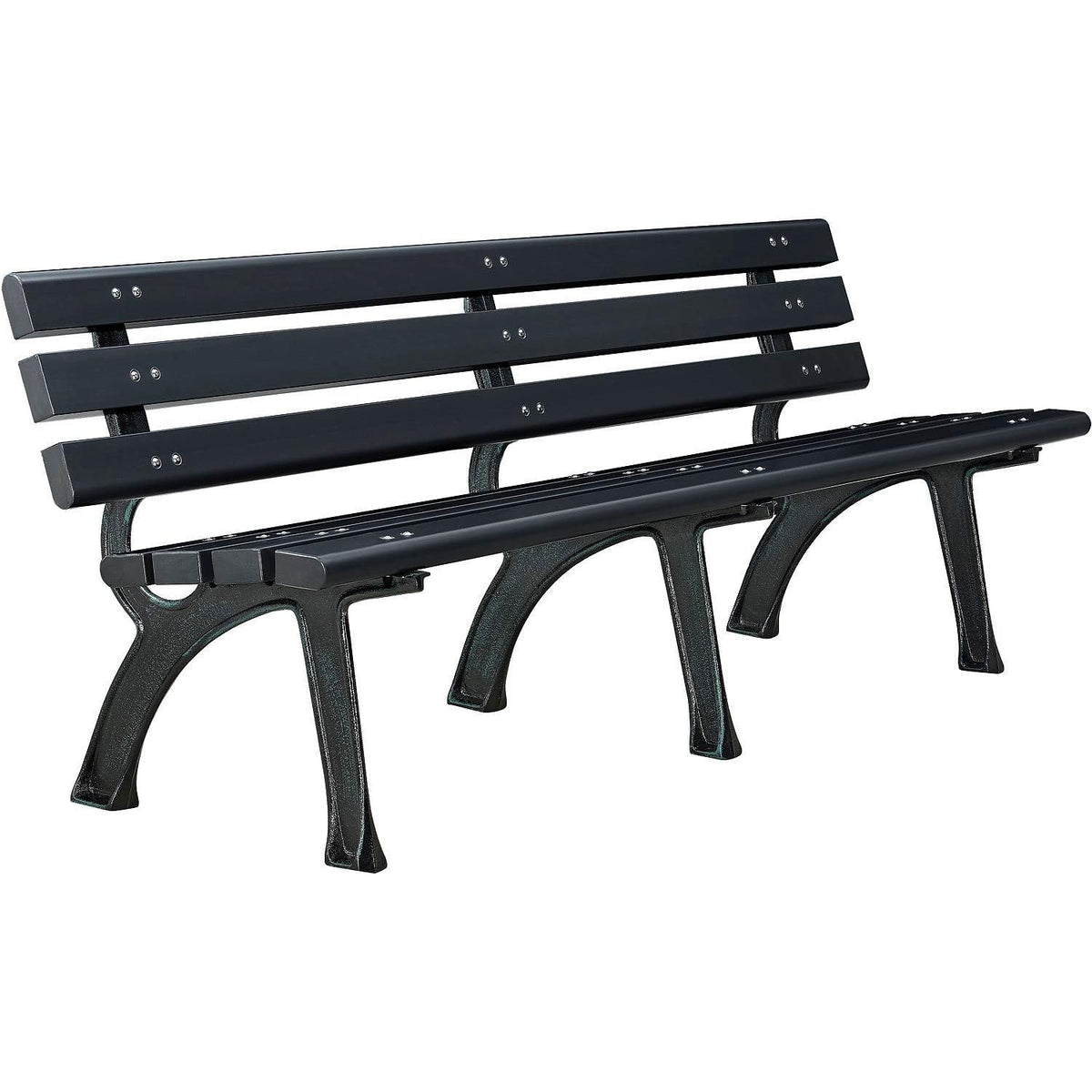 6'L Outdoor Park Bench with Backrest by Global Industrial – Iron, Black, Model 240126BK