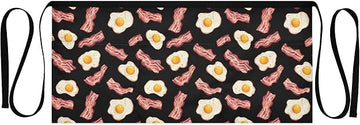 Kitchen Apron Bacon Eggs | Unisex Server Apron with 3 Pockets, Adjustable for Waiters, Gardeners, Kitchen, BBQ, Painting and Restaurant Work