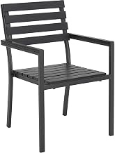 Global Industrial Stackable Outdoor Dining Arm Chair, Black, 4 Pack