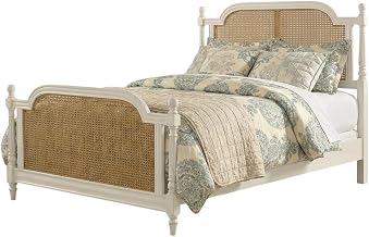 Starlight Canyon Home Brand White Melanie Bed Queen Metal Bed Rails Included Farmhouse Style Sturdy Wooden Frame Solid Cane Construction Comfortable Sleep Solution