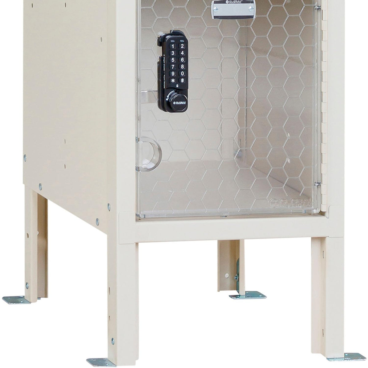 Global Industrial 6-Tier 6 Door Clear View Locker – Digital Lock, 12" Wx15 Dx78 H, Tan, Assembled