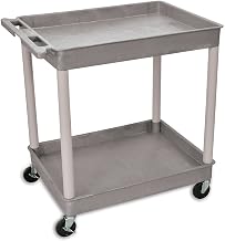 Luxor | H. Wilson Tray-Shelf Carts - 32"Wx24"D Shelf - 38-1/2"H - Gray - Gray