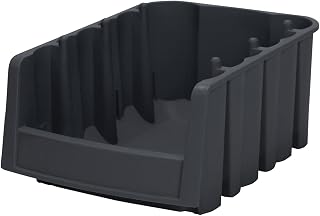 Akro-Mils 30776 Economy Stacking Shelf Plastic Storage Bins, (18-Inch x 6-5/8-Inch x 7-Inch), Black (10-Pack)