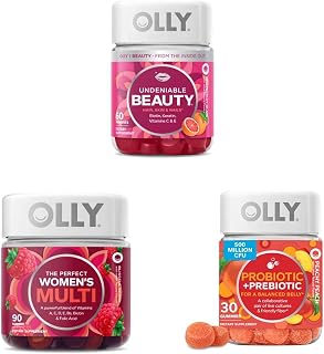 OLLY Undeniable Beauty Gummy for Hair, Skin, Nails (Grapefruit, 60 Count) Women's Multivitamin Gummy (Berry, 90 Count)