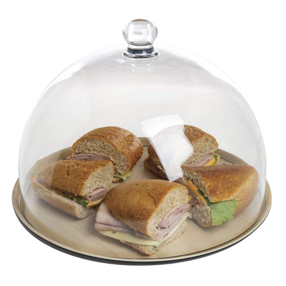 Black Melamine Platter with Light Wood Interior - 13" Dia by HUBERT – Large, Melamine, Black, Model H0287-BLACK