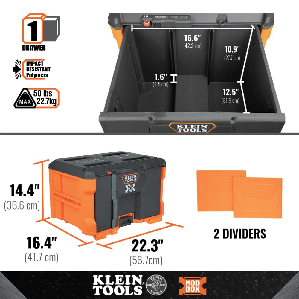 KLEIN TOOLS Single Drawer / Orange / 50.0 pounds Tool Boxes