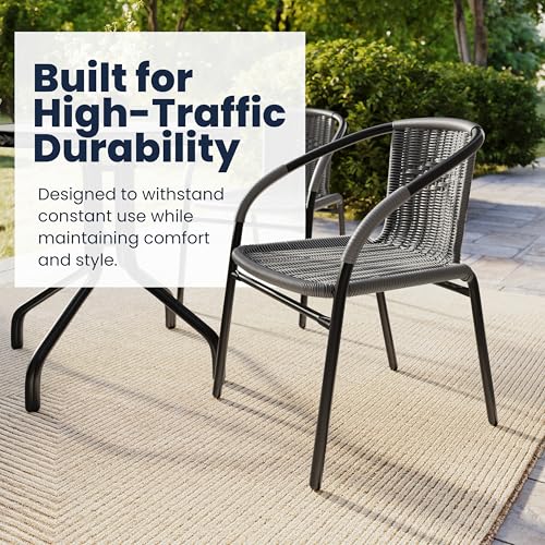 Flash Furniture Grey / Set of 1 / Contemporary Patio Dining Chairs