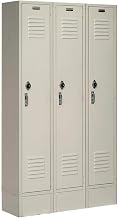 Global Industrial Single Tier Locker, 12x18x60 3 Door, Unassembled, Tan