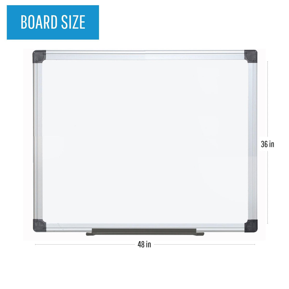 MasterVision 48"W x 36"H / Melamine / Silver Dry Erase Boards
