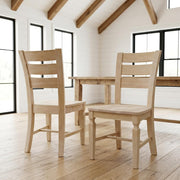 Solid Wood Ladder-Back Dining Chairs Set of by Furnifact – Wood, Beige, Pack of 2