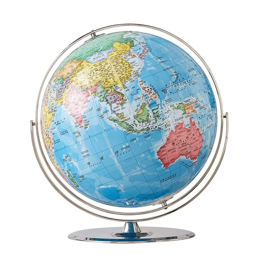Practical Globe Geographic Globes Metal Stand Stainless Steel Educational Globe 16.5in Diameter Desktop World Globes for Interactive Fun y Decor by POCHY – Model 10478812