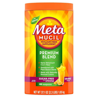 Premium Blend by Metamucil – Model Premium Blend, Daily Psyllium Fiber Powder Supplement, 4-in-1 Fiber for Digestive Health, Sugar-Free with Stevia, Plant Based Fiber, Orange