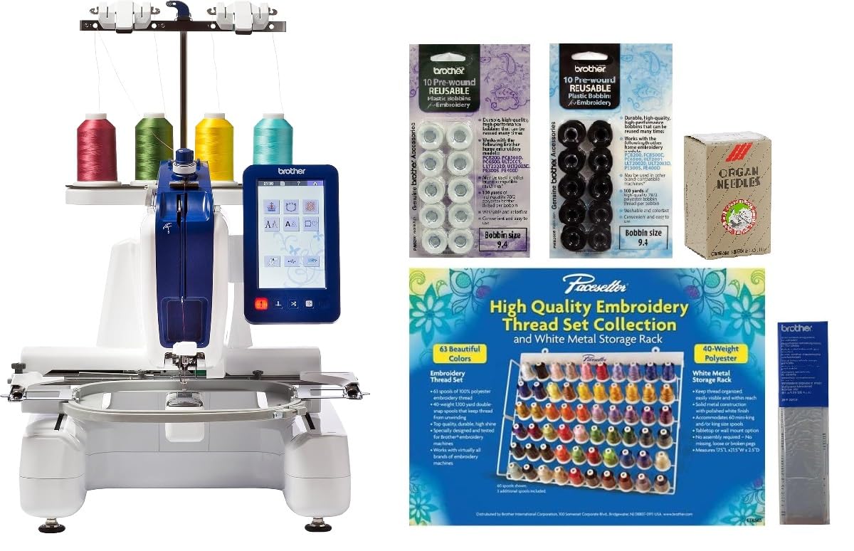 Brother PRS100 + Pacesetter 63ct Thread / Persona + 63pc Bundle / Multi-Color Embroidery Machines