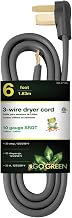 GoGreen Power GG-27106 6’ 3-Wire Dryer Cord, 30 Amps, 6 Ft