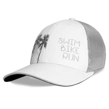 Performance Adjustable Trucker Hat for Men and Women by Headsweats – Polyester, White Palms, Model 7743