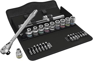 Wera 05004078001 8100 SC 8 Zyklop Metal Ratchet Set with Switch Lever, 1/2" Drive, Metric, 28 Pieces