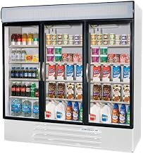 Beverage-Air MMF72-5-W-LED MarketMax 75" Three Section Glass Door Reach-In Merchandiser Freezer with LED Lighting 72 cu.ft. Capacity White Exterior and Bottom Mounted