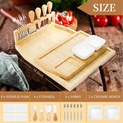 WRINGKIT Charcuterie Board Set, Bamboo Tray with Utensils and Bowls, Natural