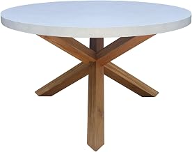 IC INTERNATIONAL CONCEPTS Outdoor Teak Wood Patio Dining Table with Polystone Top - Natural