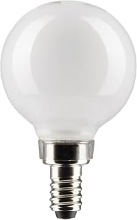 Satco S21208 4.5W G16.5 LED Filament Lamp, White, Candelabra Base, 4000K Cool White, 350 Lumens, 120V, 40W Incandescent Equivalent, Wet Location, 90 CRI, Dimmable, cULus (2 Pack)