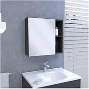 Medicine Cabinet Viking, Three Internal Shelves, Single Door, Two External Shelves - Black