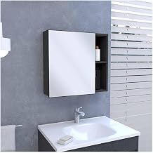 Medicine Cabinet Viking, Three Internal Shelves, Single Door, Two External Shelves - Black