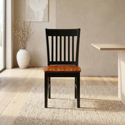 Wooden Dining Chair with Ladder Back by Furnifact – Wood, Black & Cherry, Pack of 2