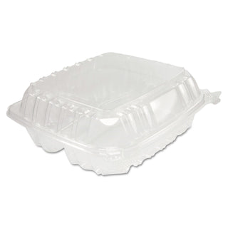 DART ClearSeal Hinged-Lid Plastic Containers, 8.25 x 8.25 x 3, Clear, 125/Pack, 2 Packs/Carton