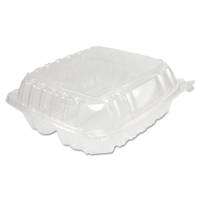DART ClearSeal Hinged-Lid Plastic Containers, 8.25 x 8.25 x 3, Clear, 125/Pack, 2 Packs/Carton
