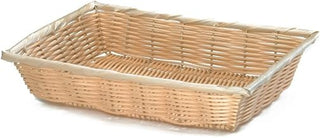 Tablecraft 10" Natural Rectangular Hand-Woven Plastic Basket