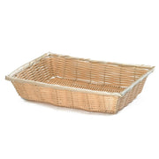 10" Natural Rectangular Hand-Woven Plastic Basket by Tablecraft – Polypropylene, Pack of 12, Model 1187W