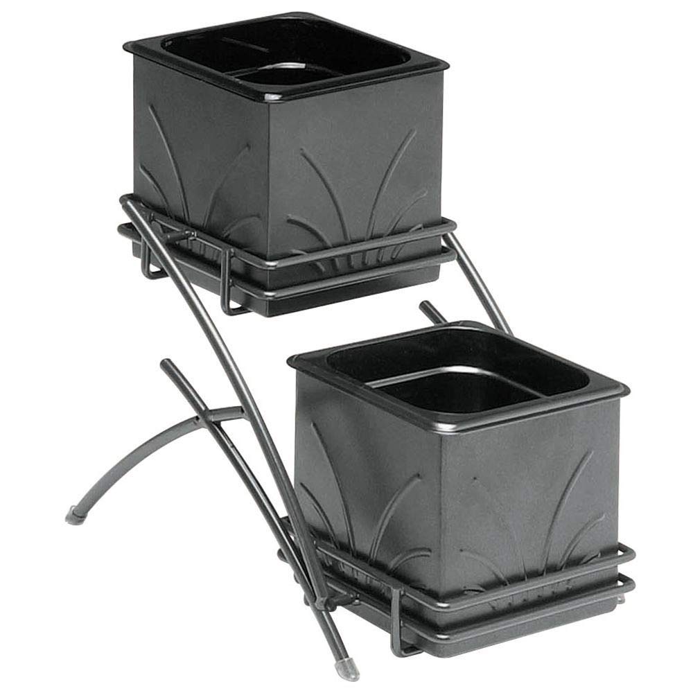 Buffet Stand 2-Tier Rectangular Flint Metal - 9 3/4 L x 13 1/2'W x 9 1/2 H by HUBERT – Metal, Model 688640139139