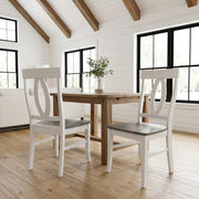 Solid Wood Dining Chair Set of Two with Hardwood Frame by Furnifact – Wood, White and Heather Gray, Pack of 2