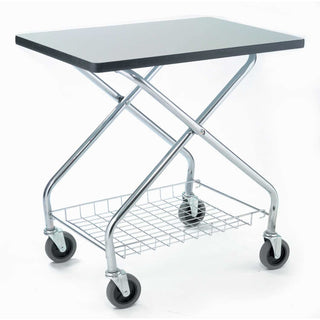 Fold and Store Service Cart by Global Industrial – 12-Gauge Steel, Chrome Tubing & White Tabletop, Model 912110
