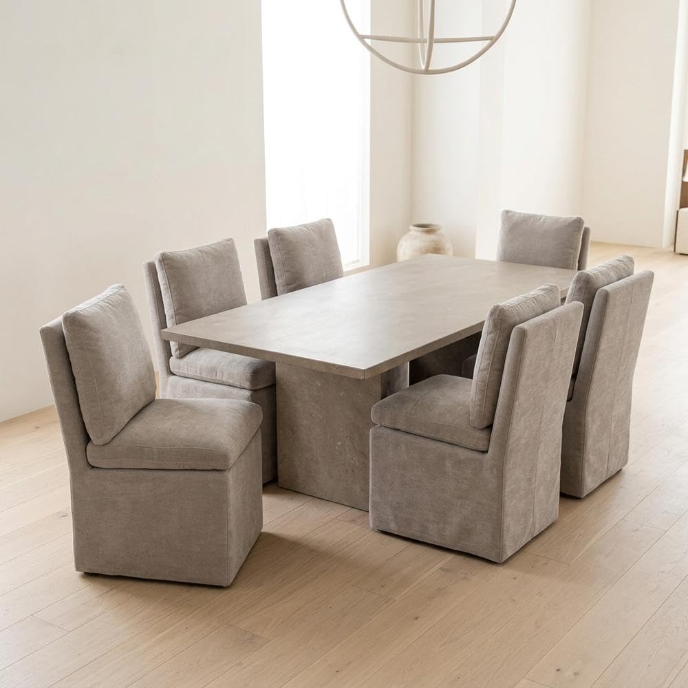 Solid Wood Upholstered Dining Chair with Castors by Starlight Canyon Home – Solid Hardwood,Plywood, Brown, Pack of 4