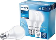 PHILIPS LED Frosted Dimmable A19 Light Bulb - EyeComfort Flicker Free - 12.2W=75W - 1100 Lumen - Daylight (5000K) - E26 Base - Indoor - Title 20 - Pack of 2