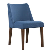 Walnut Veneer Dining Chairs with Polyester Upholstery Set of by Starlight Canyon Home – Rubberwood Solids and Walnut Veneers, Solid + Manufactured Wood, Blue, Pack of 2