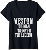 Womens Personalized Shirt Weston The Man The Myth The Legend V-Neck T-Shirt
