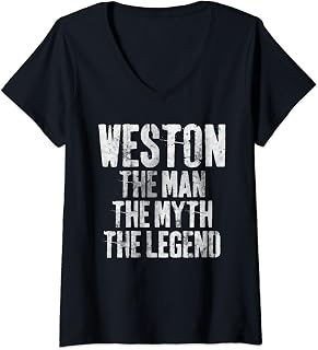 Womens Personalized Shirt Weston The Man The Myth The Legend V-Neck T-Shirt