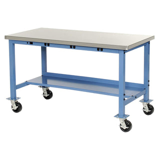 Mobile Workbench with Power Apron by Global Industrial – 30"L x 48"W x 36"H, Steel, Blue, Model 319361BBL