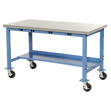 Mobile Workbench with Power Apron by Global Industrial – 30"L x 48"W x 36"H, Steel, Blue, Model 319361BBL