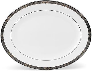 Lenox Vintage Jewel Platinum Banded Bone China 13 Oval Platter, WHITE -