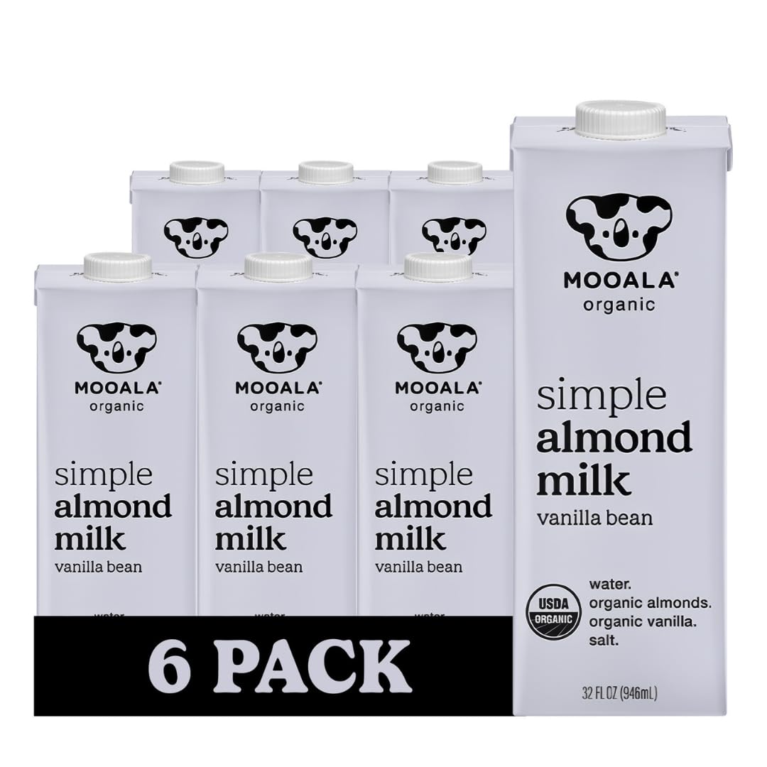 Organic Simple Almond Milk Vanilla by Mooala – 32 Fl Oz (Pack of 6), Pack of 6