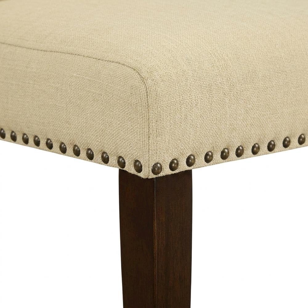 Upholstered Dining Chair Parsons Style by Furnifact – Wood, Mahogany, Pack of 2