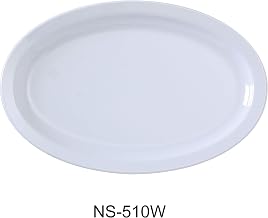 Yanco NS-510W Nessico Oval Platter with Narrow Rim, 9.75" Length, 6.75" Width, Melamine, White Color, Pack of 24