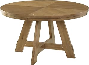 Furnifact Round Wood Dining Table with Pedestal Base, Circle Kitchen Table for 6 Round Dining Room Table Oak, Brown Oak