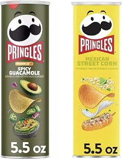 Pringles Potato Chips Flavor Pairing Variety Set 5.5oz - 2 cans (Spicy Guacamole & Mexican Street Corn)