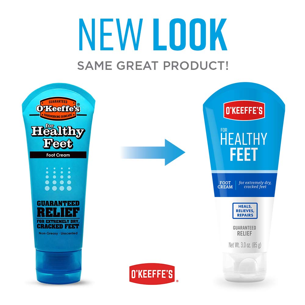 Healthy Feet Foot Cream Tube (4 Pack) by O'Keeffe's – 3 Ounce (Pack of 4), Pack of 4, Model K0280004-4